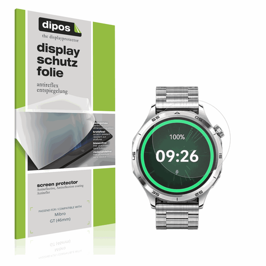 Matte Displayschutzfolie von dipos passend für Mibro GT (46mm), präziser Zuschnitt und blasenfrei montiert