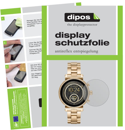 Matte Displayschutzfolie von dipos passend für Michael Kors Sofie 2.0 Smartwatch, präziser Zuschnitt und blasenfrei montiert