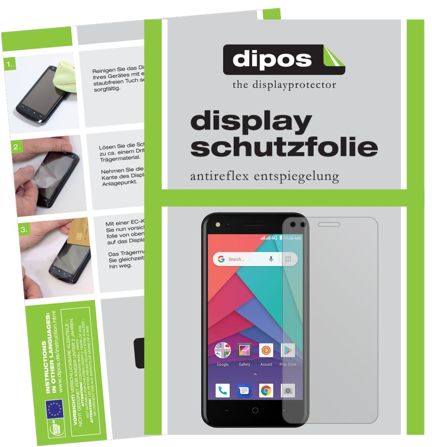 Matte Displayschutzfolie von dipos passend für Micromax Bharat Go, präziser Zuschnitt und blasenfrei montiert
