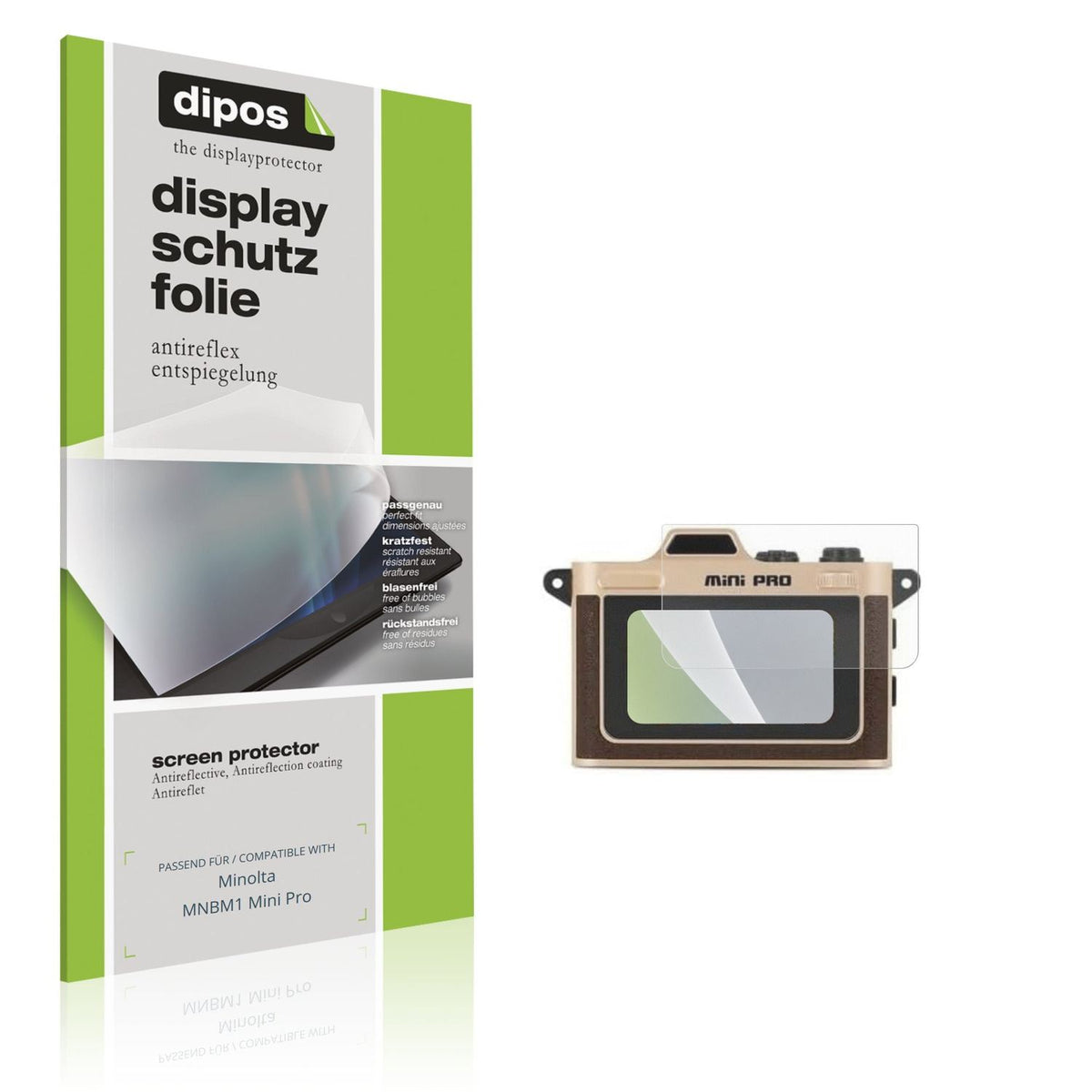 Matte Displayschutzfolie von dipos passend für Minolta MNBM1 Mini Pro, präziser Zuschnitt und blasenfrei montiert
