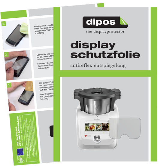 Matte Displayschutzfolie von dipos passend für Monsieur Cuisine Connect, präziser Zuschnitt und blasenfrei montiert