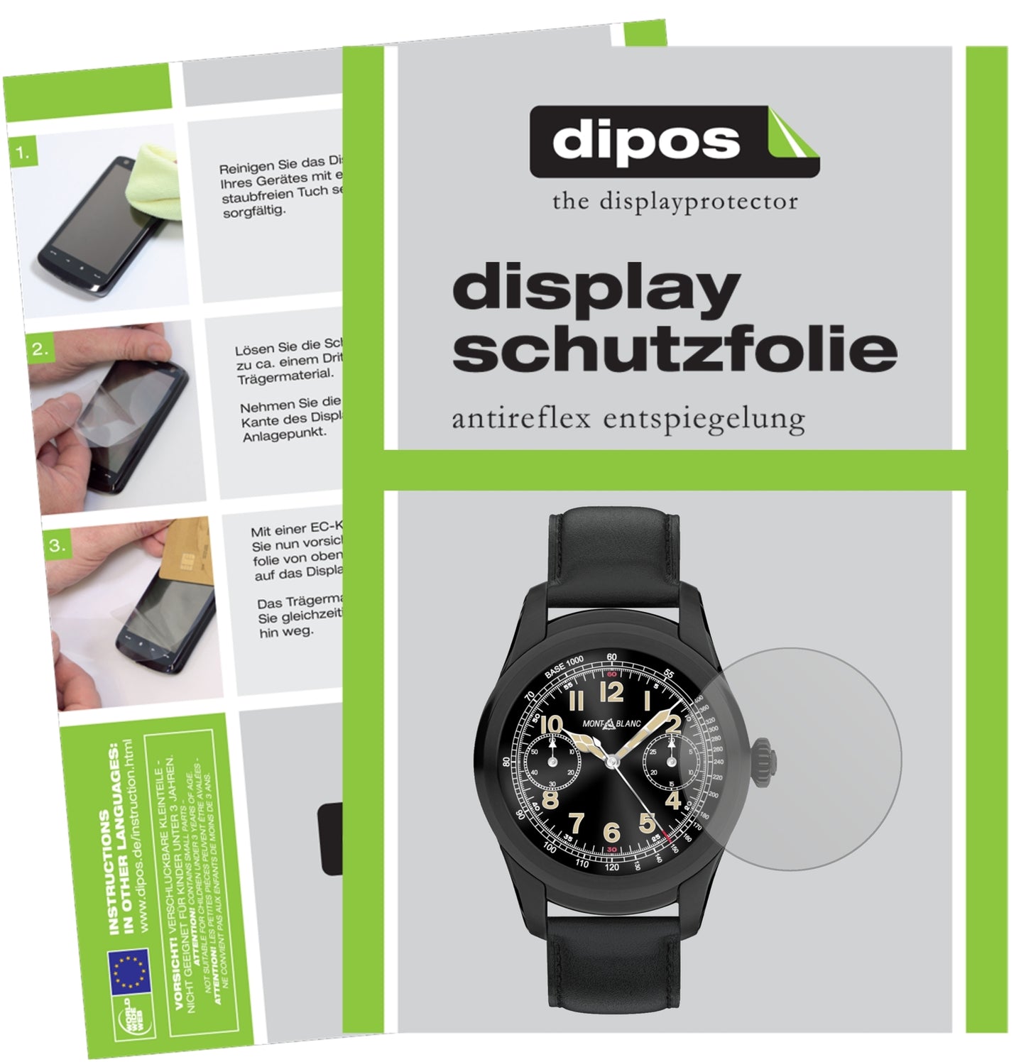 Matte Displayschutzfolie von dipos passend für Montblanc Summit, präziser Zuschnitt und blasenfrei montiert