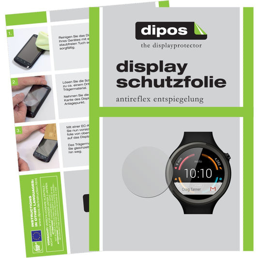 Matte Displayschutzfolie von dipos passend für Moto 360 Sport Motorola, präziser Zuschnitt und blasenfrei montiert