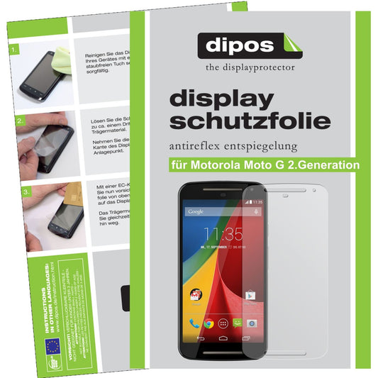 Matte Displayschutzfolie von dipos passend für Moto G 2.Generation Motorola, präziser Zuschnitt und blasenfrei montiert