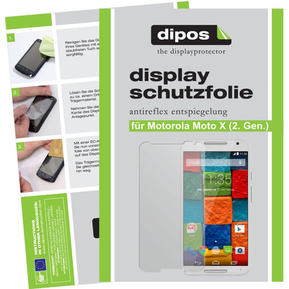 Matte Displayschutzfolie von dipos passend für Moto X (2. Gen.) Motorola, präziser Zuschnitt und blasenfrei montiert