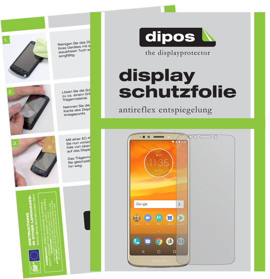 Matte Displayschutzfolie von dipos passend für Motorola Moto E5, präziser Zuschnitt und blasenfrei montiert