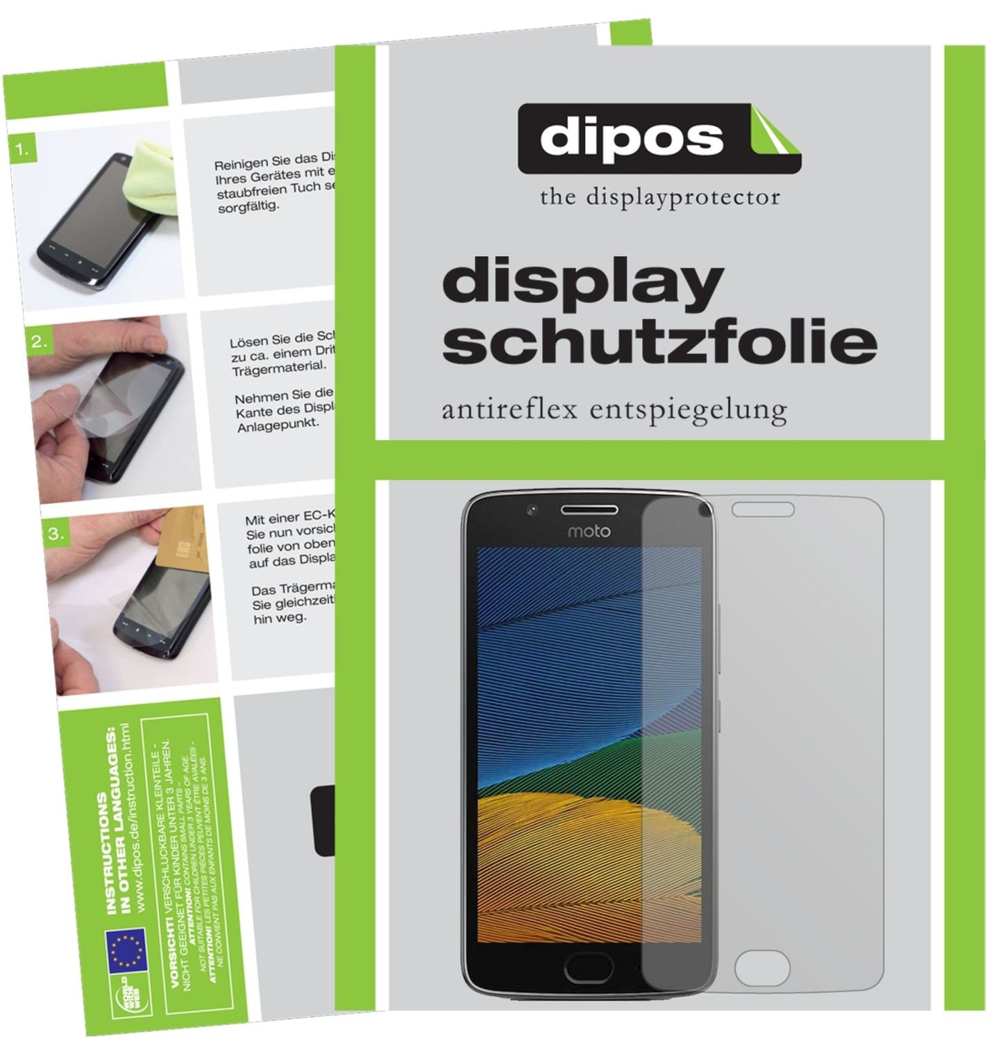 Matte Displayschutzfolie von dipos passend für Motorola Moto G5 Plus, präziser Zuschnitt und blasenfrei montiert