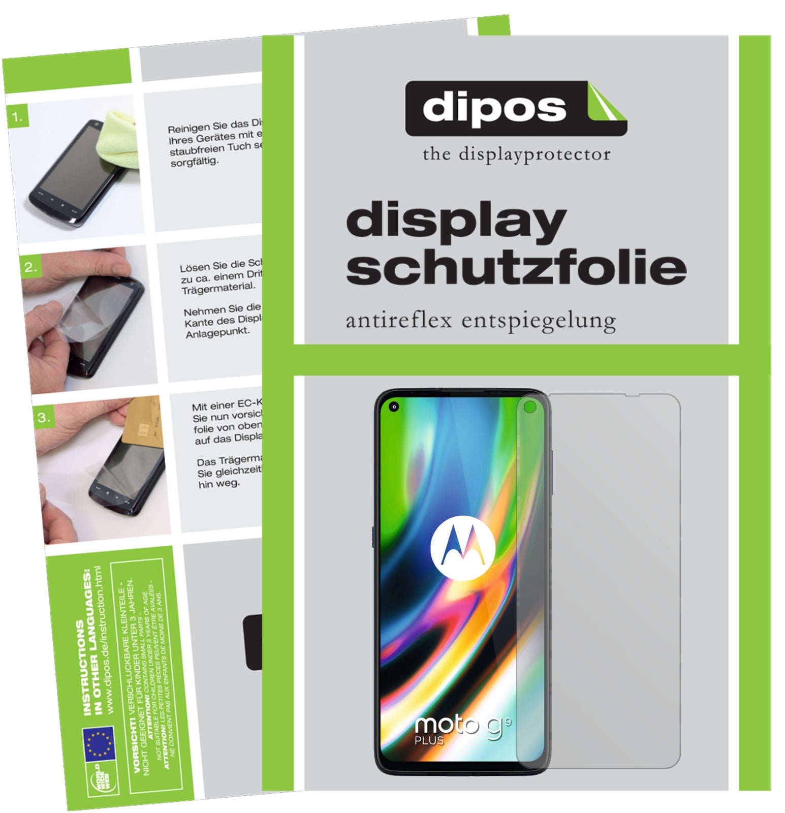 Matte Displayschutzfolie von dipos passend für Motorola Moto G9 Plus, präziser Zuschnitt und blasenfrei montiert