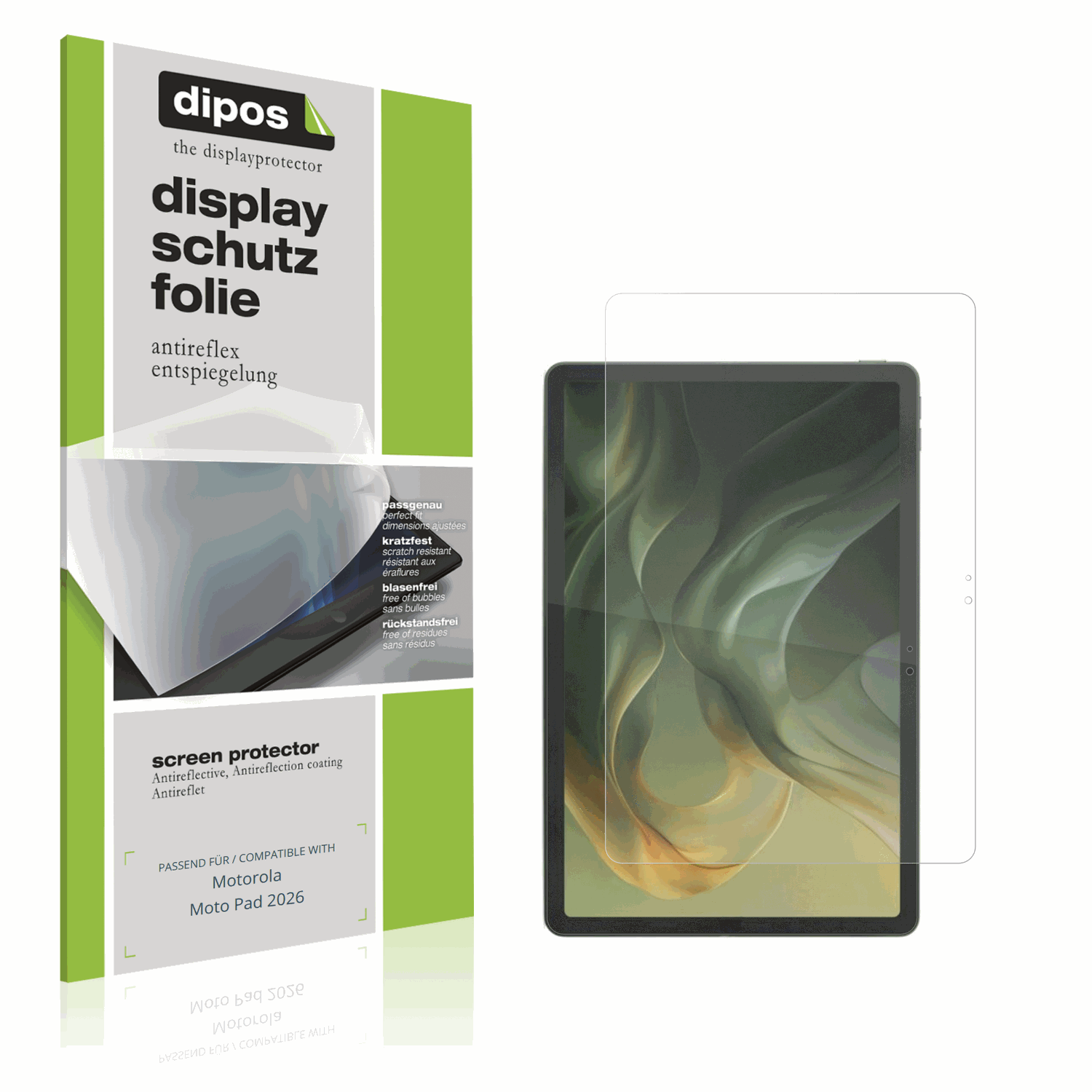 Matte Displayschutzfolie von dipos passend für Motorola Moto Pad 2026, präziser Zuschnitt und blasenfrei montiert