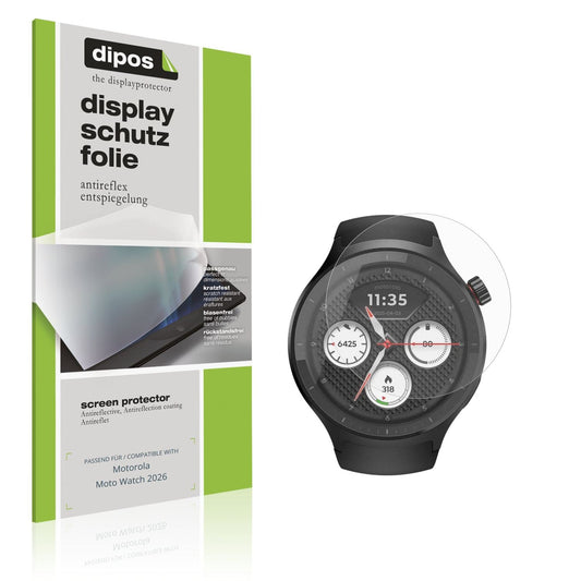 Matte Displayschutzfolie von dipos passend für Motorola Moto Watch 2026, präziser Zuschnitt und blasenfrei montiert