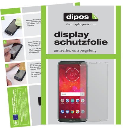 Matte Displayschutzfolie von dipos passend für Motorola Moto Z3 Play, präziser Zuschnitt und blasenfrei montiert