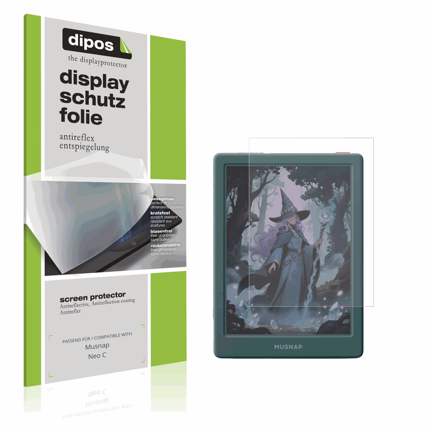 Matte Displayschutzfolie von dipos passend für Musnap Neo C, präziser Zuschnitt und blasenfrei montiert