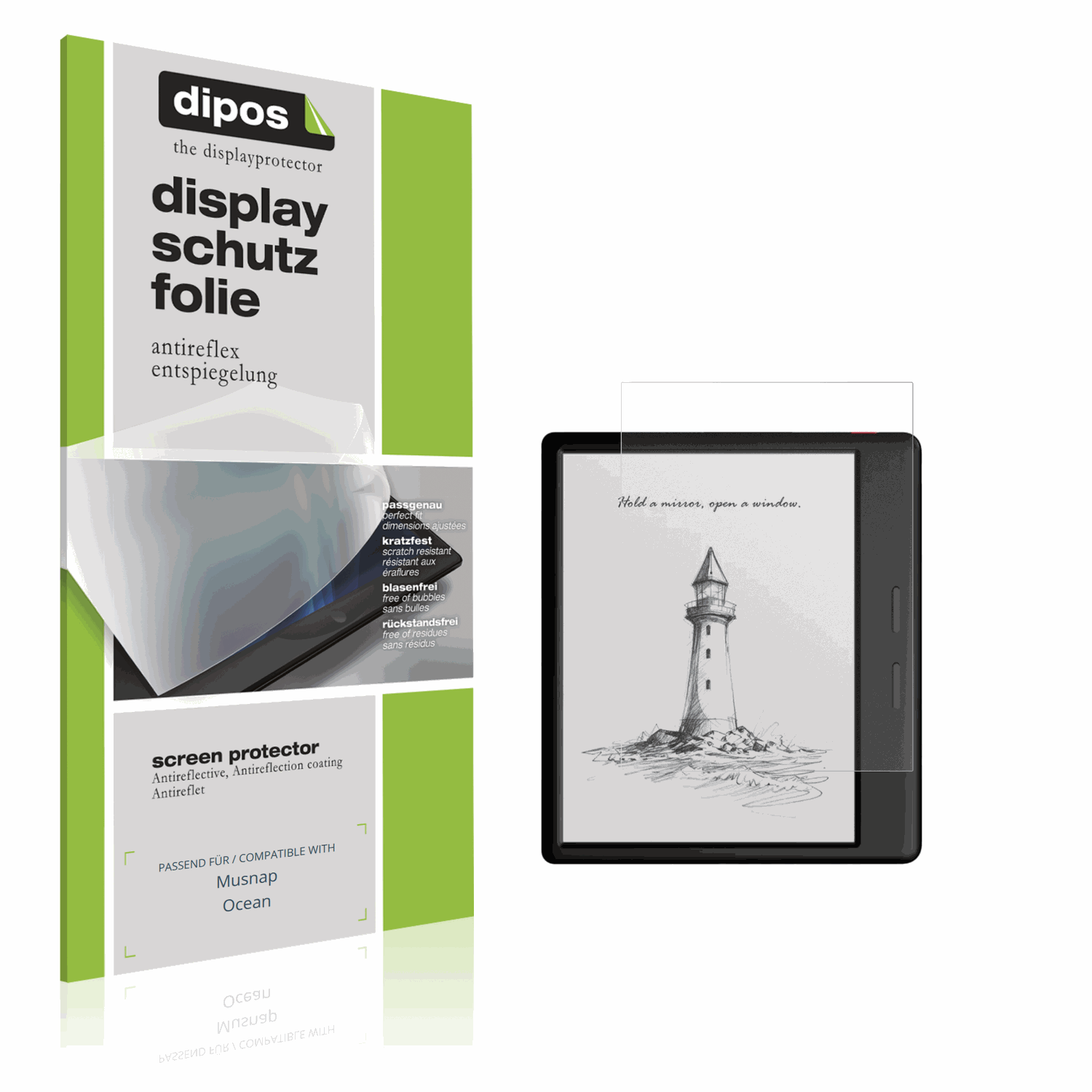 Matte Displayschutzfolie von dipos passend für Musnap Ocean, präziser Zuschnitt und blasenfrei montiert