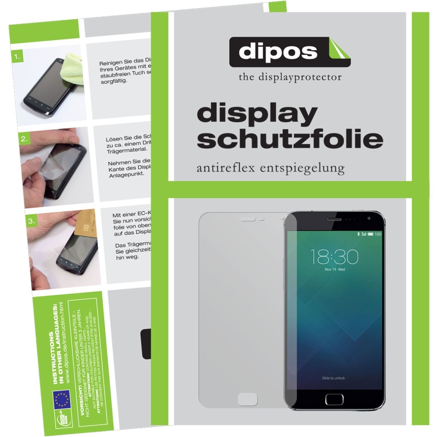 Matte Displayschutzfolie von dipos passend für MX4 Pro Meizu, präziser Zuschnitt und blasenfrei montiert