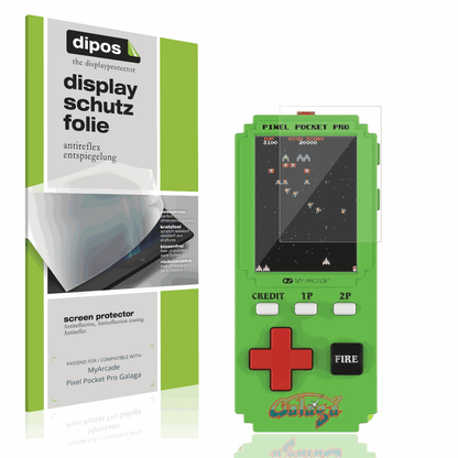 Matte Displayschutzfolie von dipos passend für MyArcade Pixel Pocket Pro Galaga, präziser Zuschnitt und blasenfrei montiert