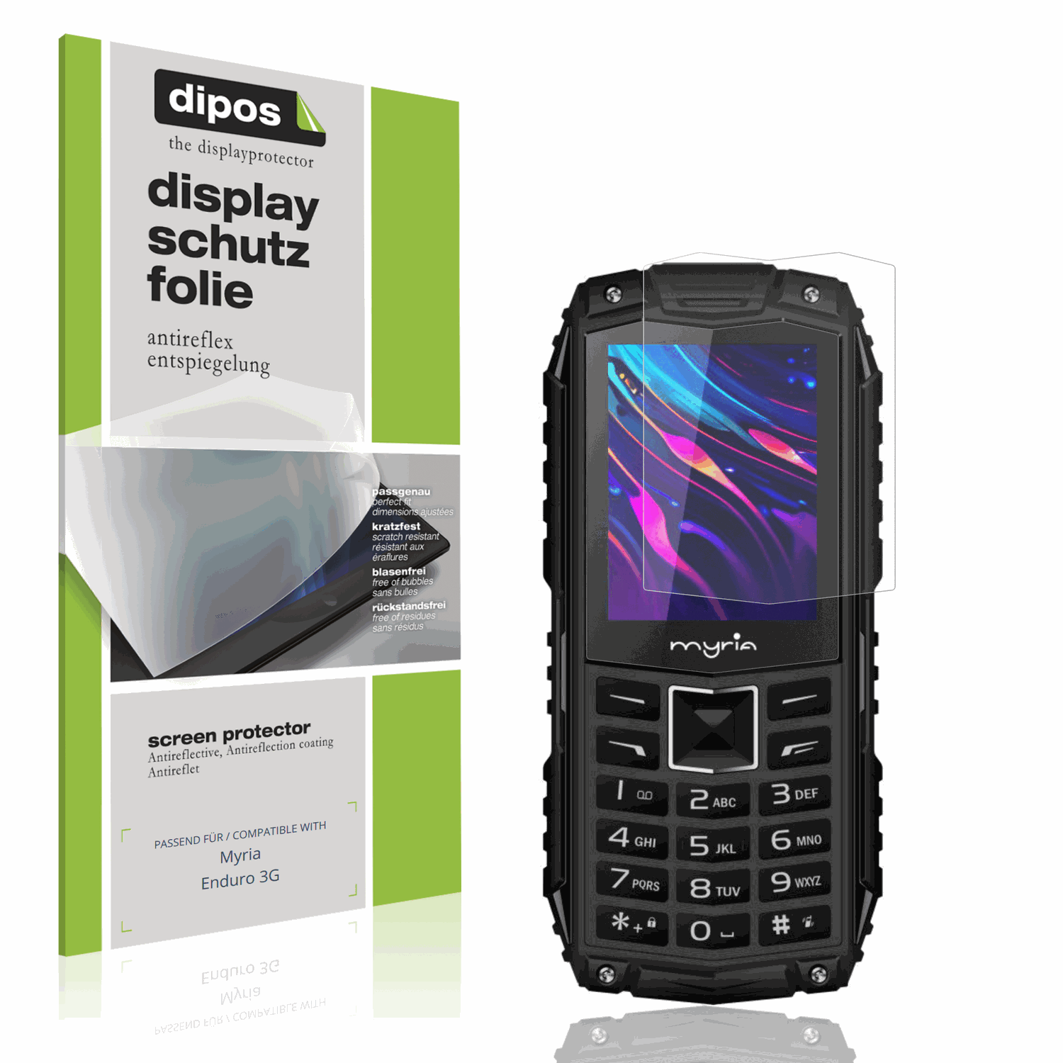 Matte Displayschutzfolie von dipos passend für Myria Enduro 3G, präziser Zuschnitt und blasenfrei montiert