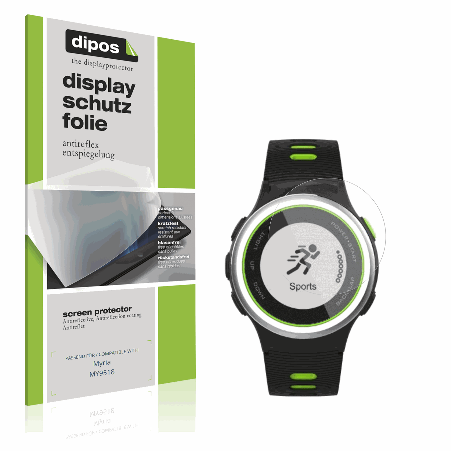 Matte Displayschutzfolie von dipos passend für Myria MY9518, präziser Zuschnitt und blasenfrei montiert