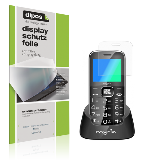 Matte Displayschutzfolie von dipos passend für Myria Senior 2, präziser Zuschnitt und blasenfrei montiert