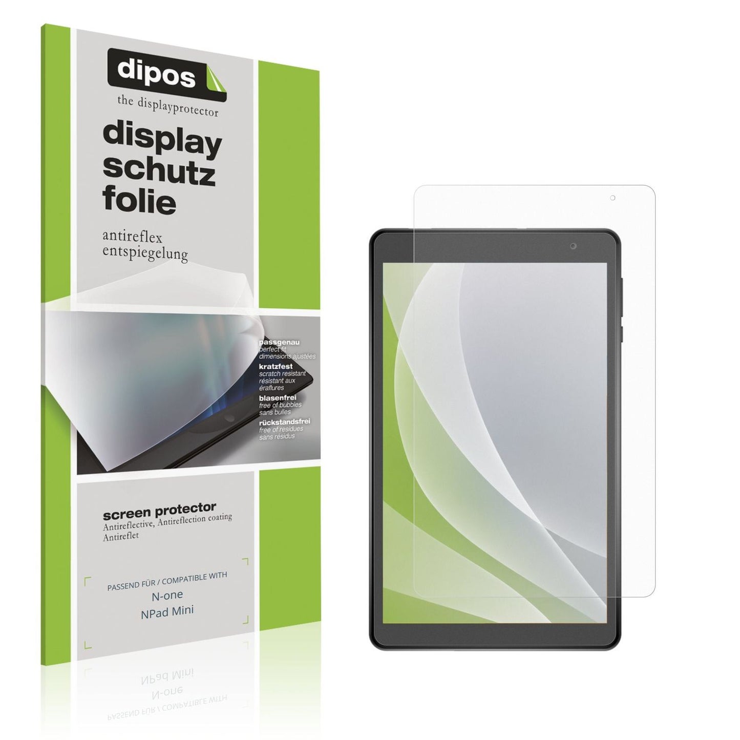 Matte Displayschutzfolie von dipos passend für N-one NPad Mini, präziser Zuschnitt und blasenfrei montiert