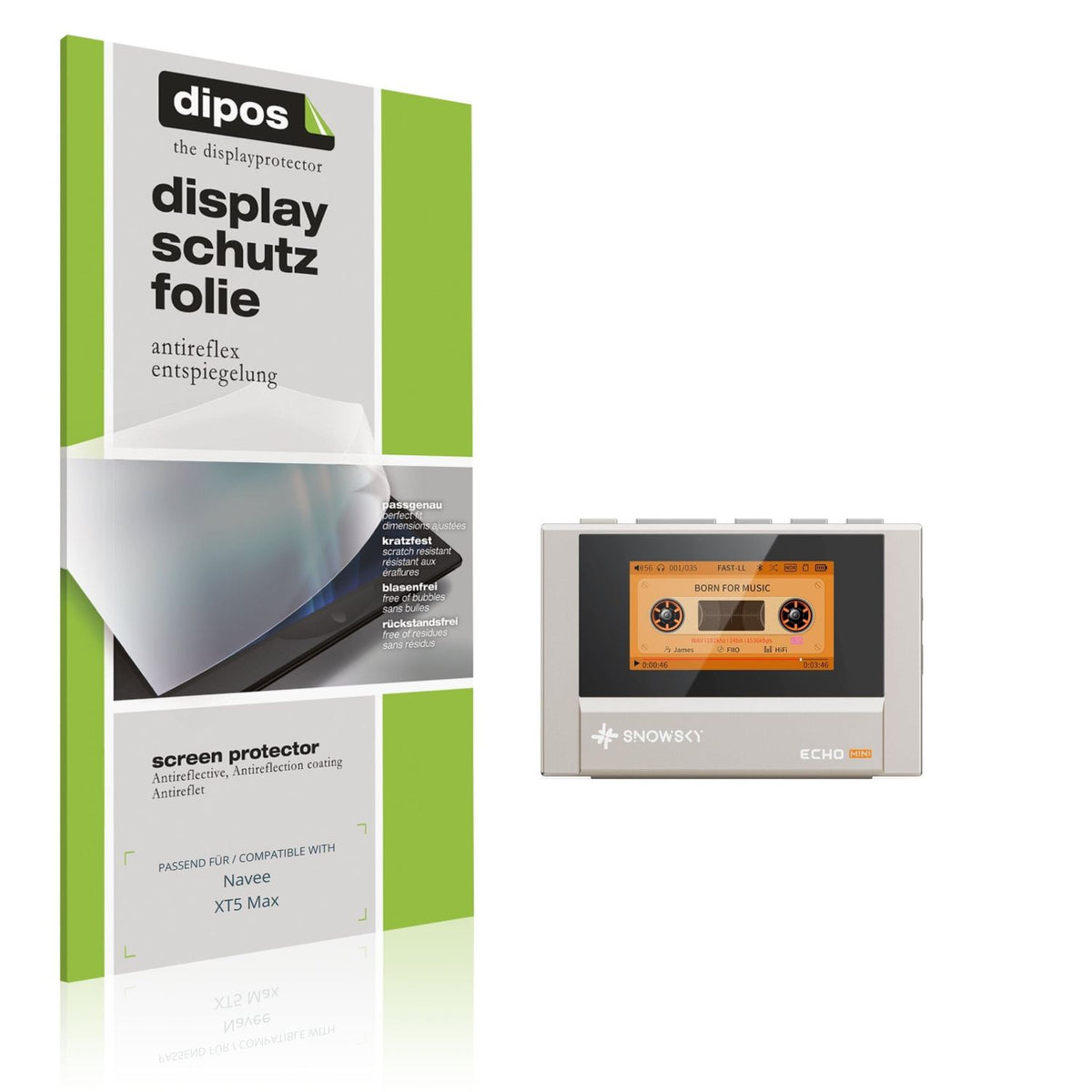 Matte Displayschutzfolie von dipos passend für Navee XT5 Max, präziser Zuschnitt und blasenfrei montiert