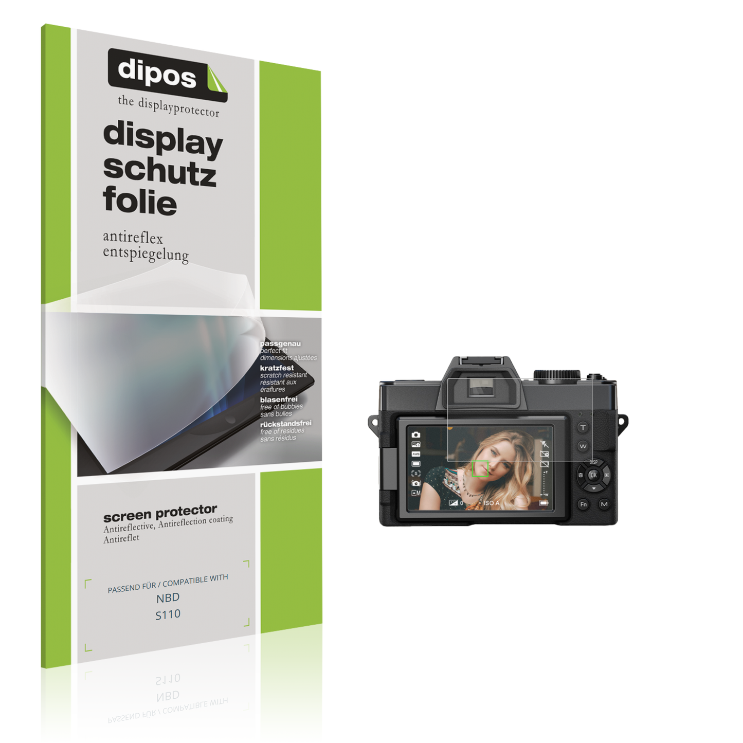 Matte Displayschutzfolie von dipos passend für NBD S110, präziser Zuschnitt und blasenfrei montiert