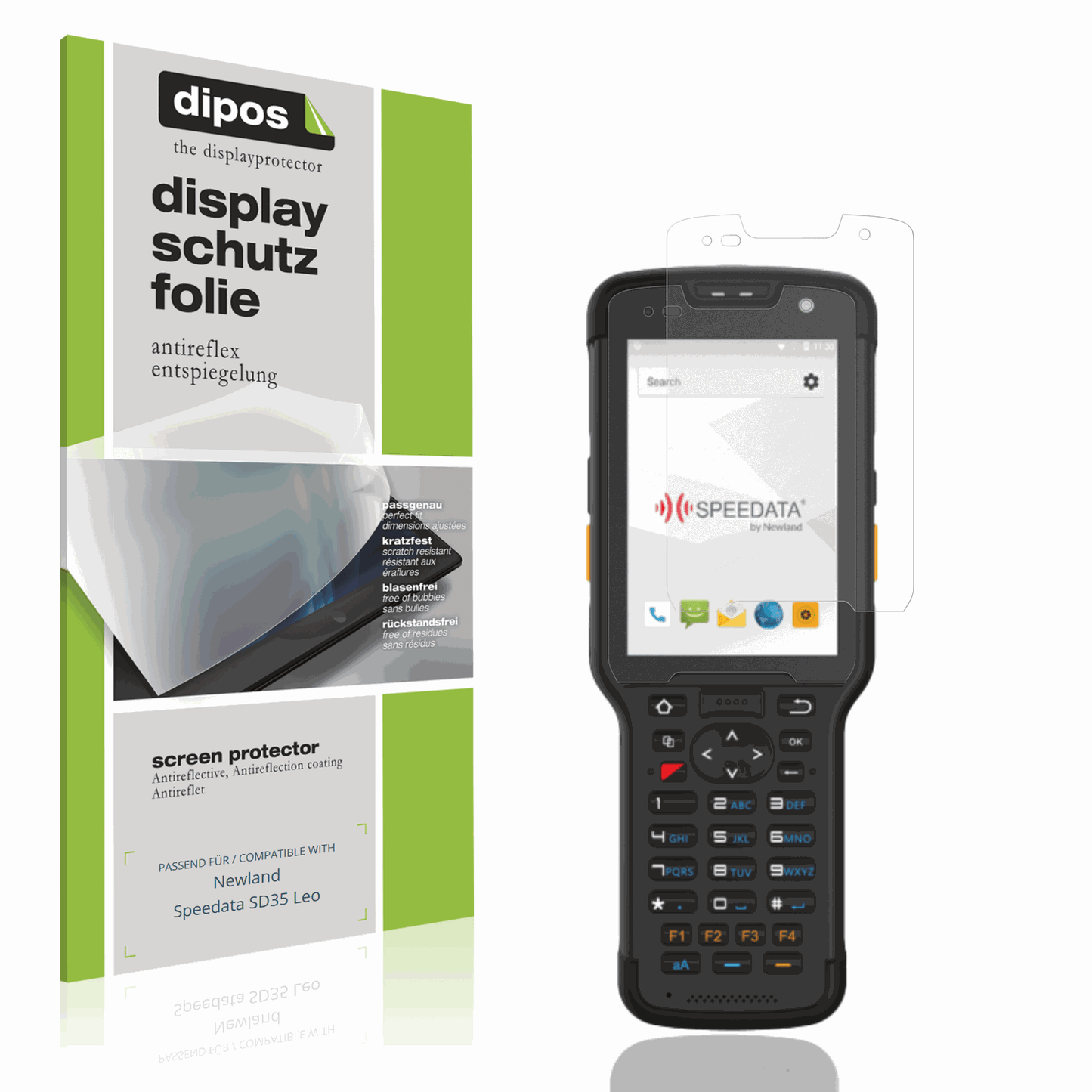 Matte Displayschutzfolie von dipos passend für Newland Speedata SD35 Leo, präziser Zuschnitt und blasenfrei montiert