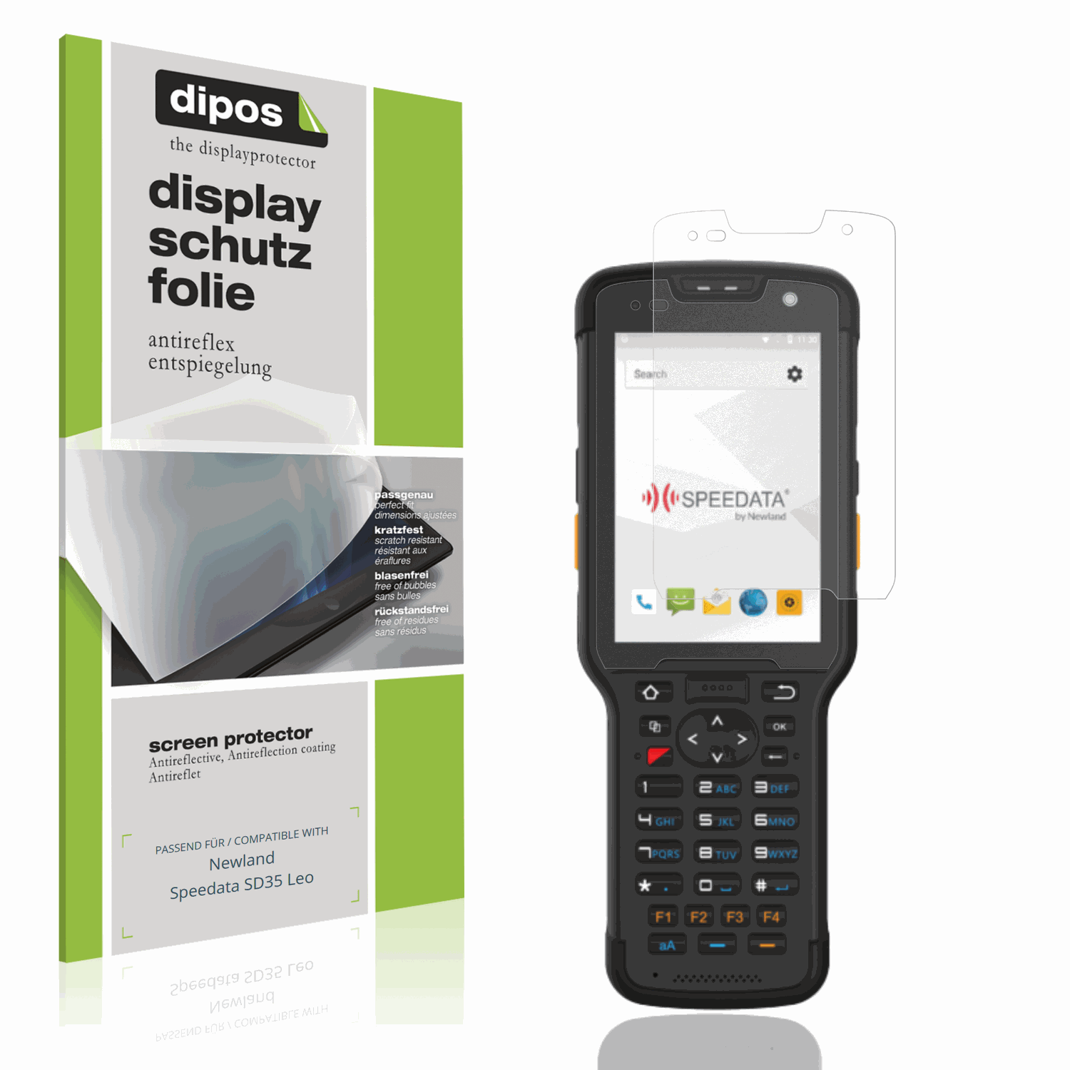 Matte Displayschutzfolie von dipos passend für Newland Speedata SD35 Leo, präziser Zuschnitt und blasenfrei montiert