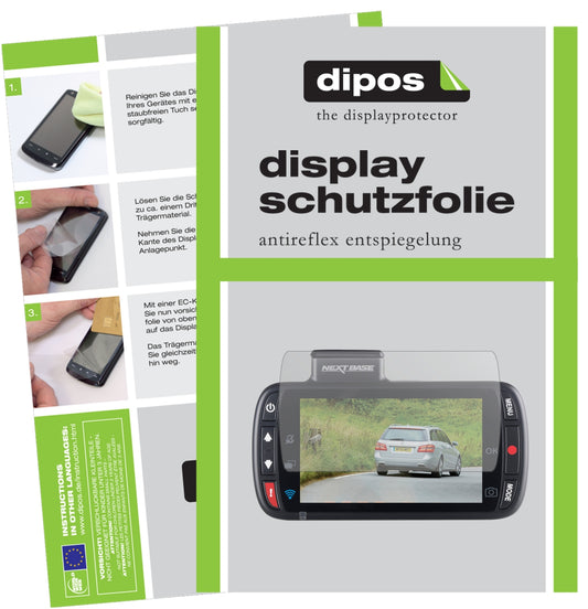 Matte Displayschutzfolie von dipos passend für Nextbase 312GW Dashcam, präziser Zuschnitt und blasenfrei montiert