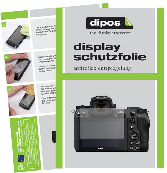 Matte Displayschutzfolie von dipos passend für Nikon Z7 II, präziser Zuschnitt und blasenfrei montiert