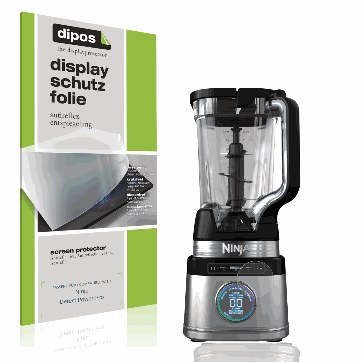 Matte Displayschutzfolie von dipos passend für Ninja Detect Power Pro, präziser Zuschnitt und blasenfrei montiert
