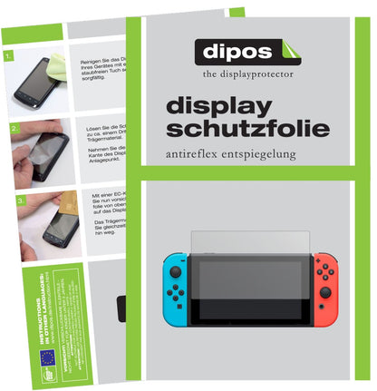 Matte Displayschutzfolie von dipos passend für Nintendo Switch, präziser Zuschnitt und blasenfrei montiert