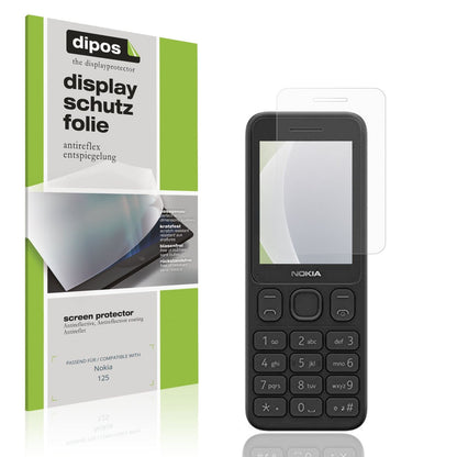 Matte Displayschutzfolie von dipos passend für Nokia 125, präziser Zuschnitt und blasenfrei montiert