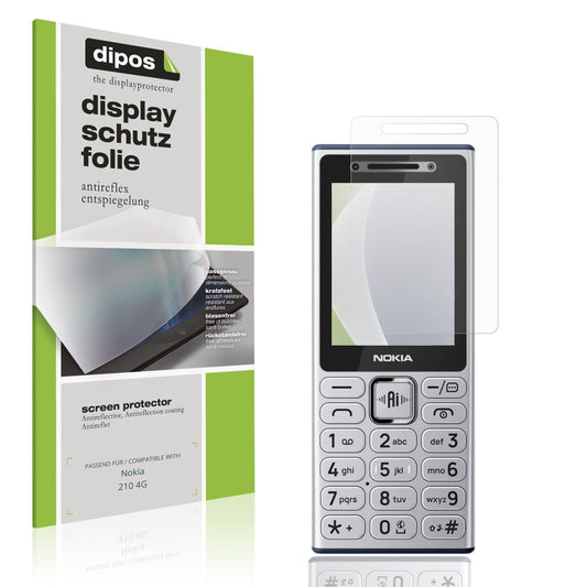 Matte Displayschutzfolie von dipos passend für Nokia 210 4G, präziser Zuschnitt und blasenfrei montiert
