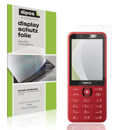 Matte Displayschutzfolie von dipos passend für Nokia 215 4G 2nd Edition, präziser Zuschnitt und blasenfrei montiert