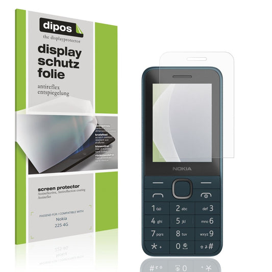 Matte Displayschutzfolie von dipos passend für Nokia 225 4G, präziser Zuschnitt und blasenfrei montiert