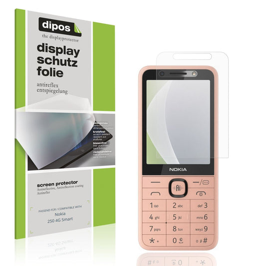Matte Displayschutzfolie von dipos passend für Nokia 250 4G Smart, präziser Zuschnitt und blasenfrei montiert