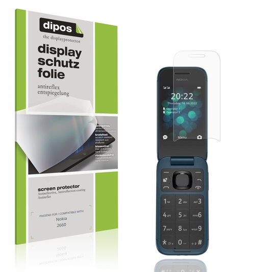 Matte Displayschutzfolie von dipos passend für Nokia 2660, präziser Zuschnitt und blasenfrei montiert