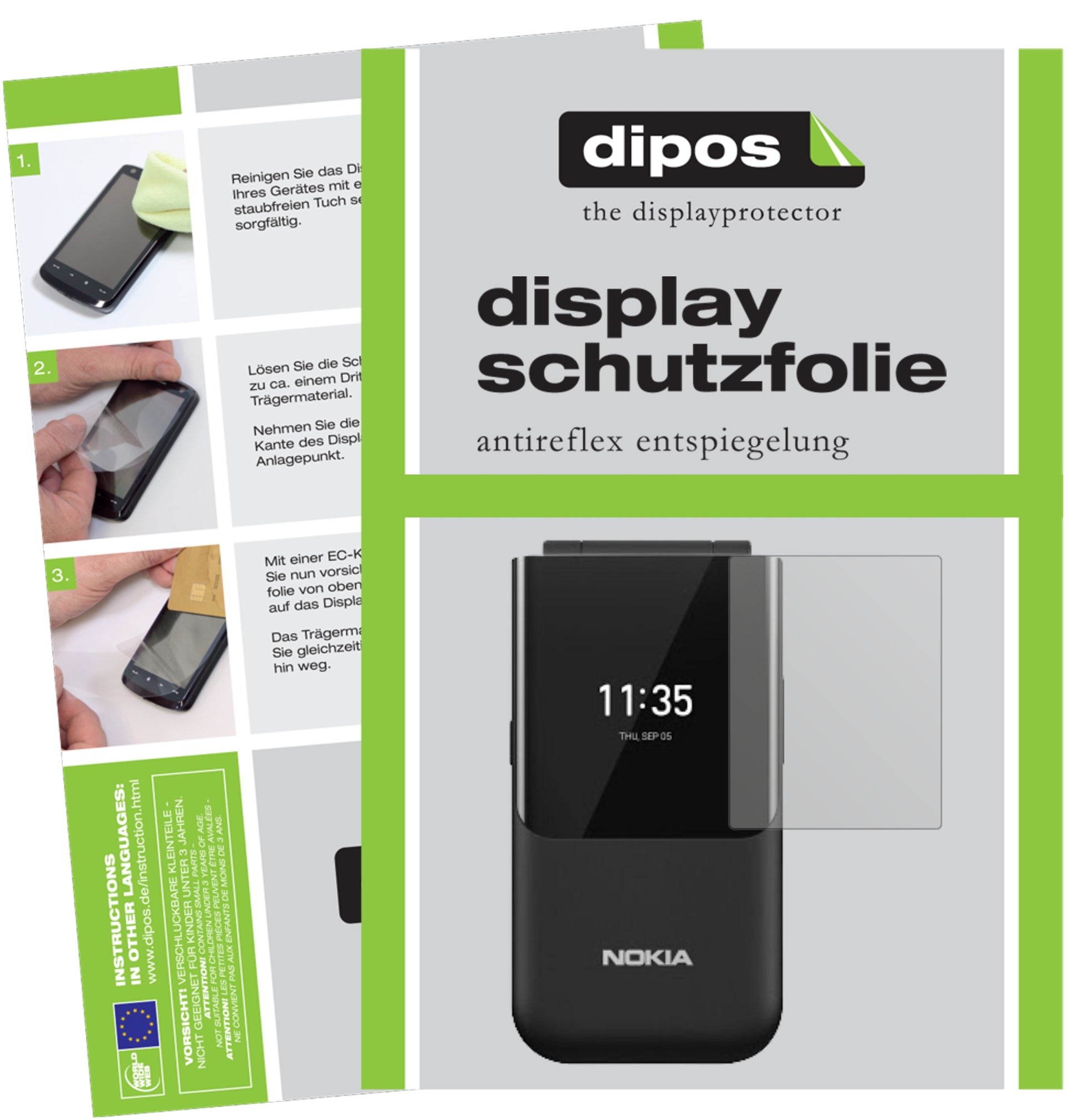 Matte Displayschutzfolie von dipos passend für Nokia 2720 Flip Rückseite, präziser Zuschnitt und blasenfrei montiert