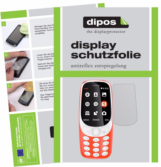 Matte Displayschutzfolie von dipos passend für Nokia 3310, präziser Zuschnitt und blasenfrei montiert