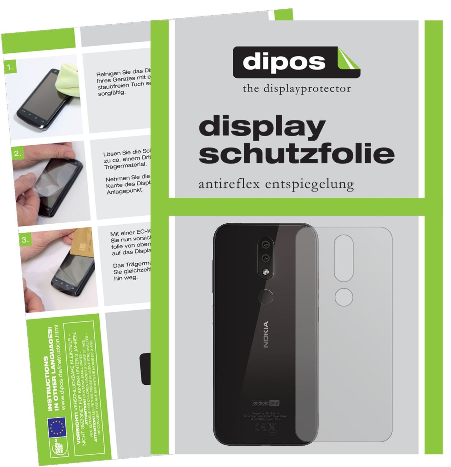 Matte Displayschutzfolie von dipos passend für Nokia 4.2 Rückseite, präziser Zuschnitt und blasenfrei montiert