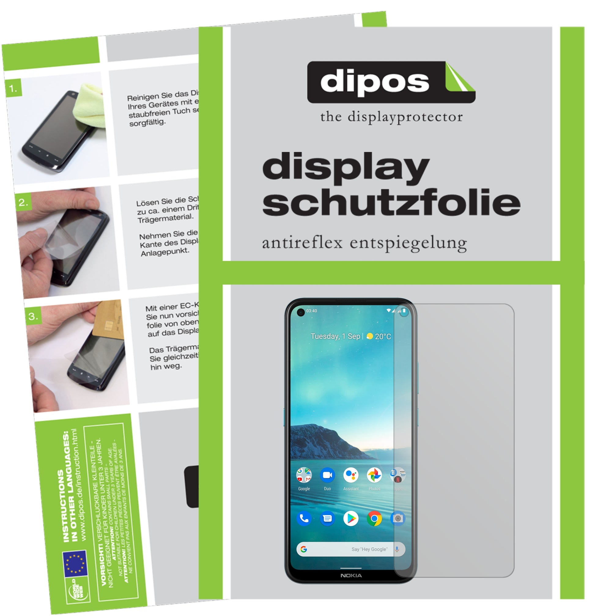 Matte Displayschutzfolie von dipos passend für Nokia 46115, präziser Zuschnitt und blasenfrei montiert
