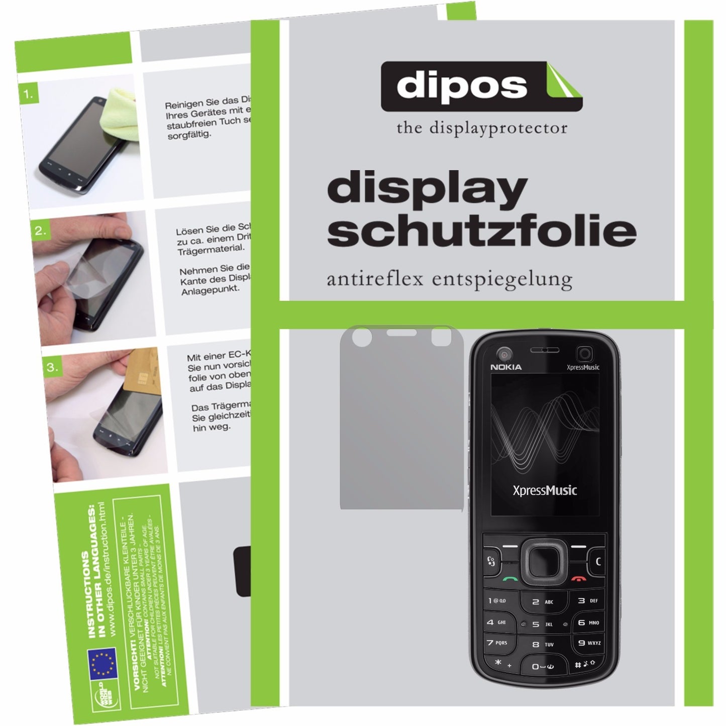Matte Displayschutzfolie von dipos passend für Nokia 5320, präziser Zuschnitt und blasenfrei montiert
