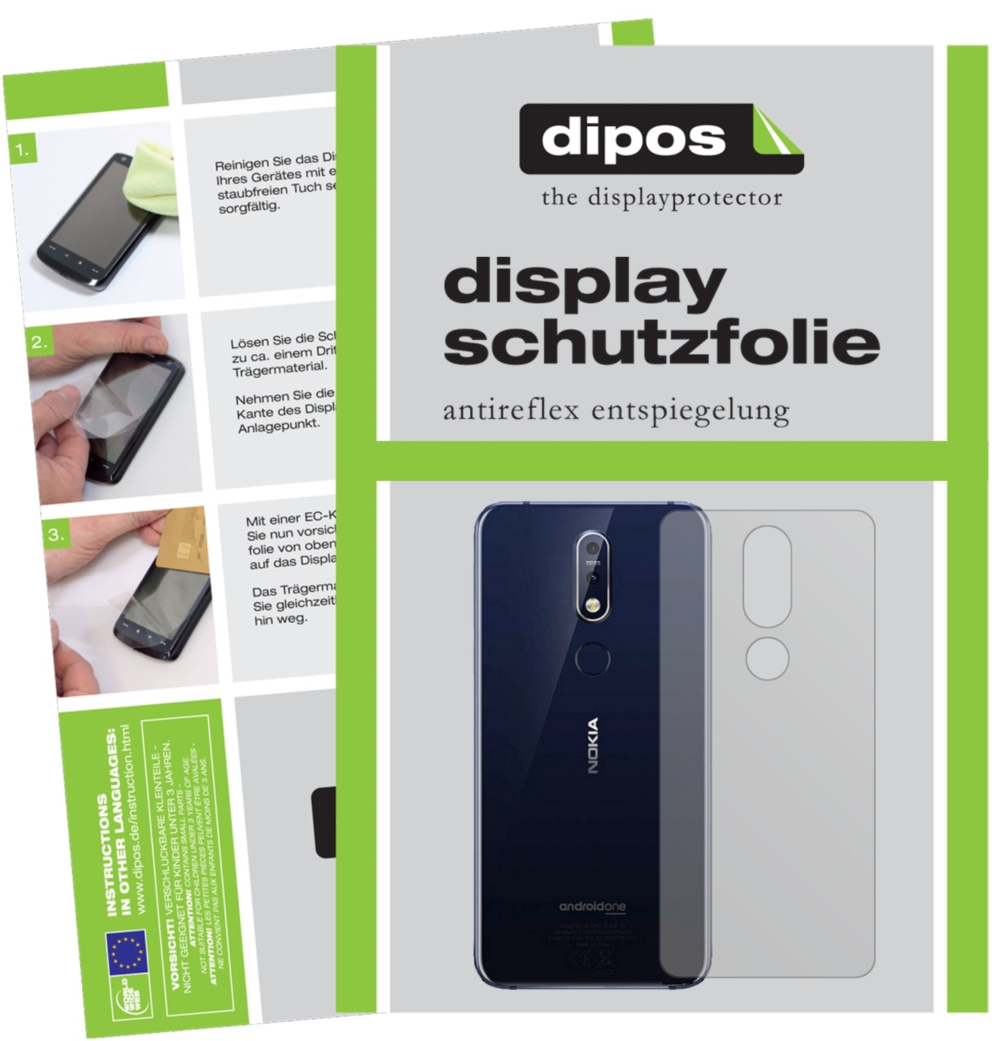 Matte Displayschutzfolie von dipos passend für Nokia 7.1 Plus Rückseite, präziser Zuschnitt und blasenfrei montiert