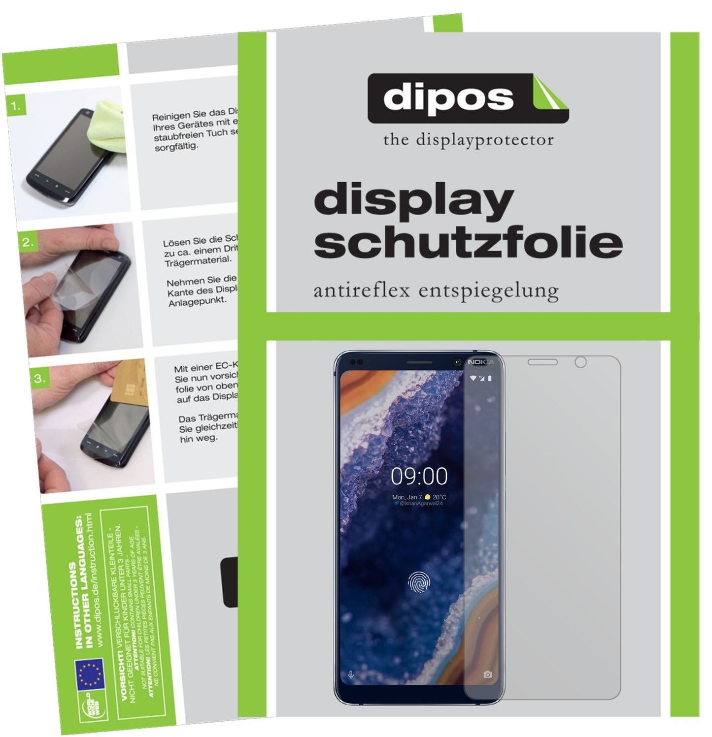 Matte Displayschutzfolie von dipos passend für Nokia 9 PureView, präziser Zuschnitt und blasenfrei montiert