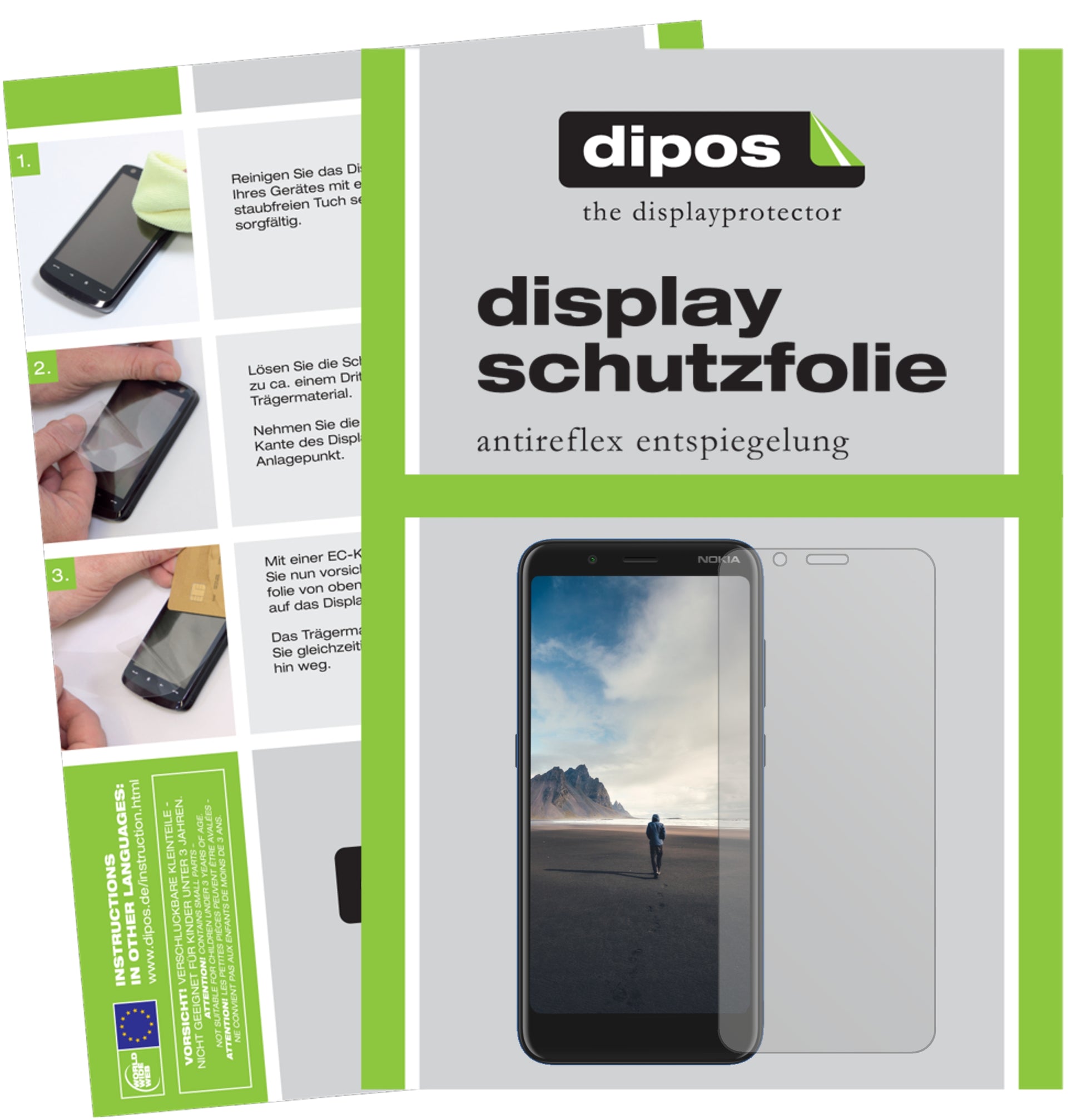 Matte Displayschutzfolie von dipos passend für Nokia C2 Tennen, präziser Zuschnitt und blasenfrei montiert