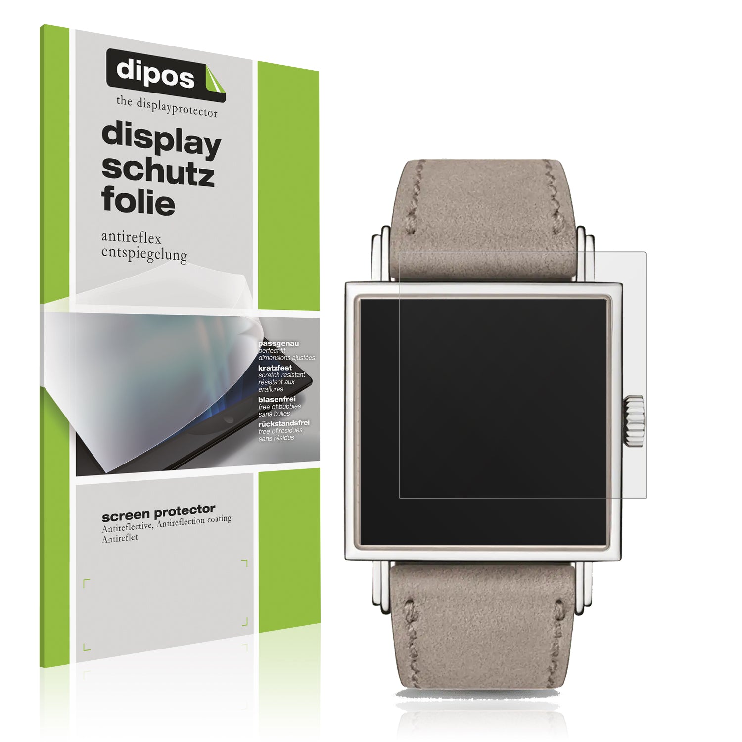 Matte Displayschutzfolie von dipos passend für NOMOS Glashütte Tetra 27, präziser Zuschnitt und blasenfrei montiert