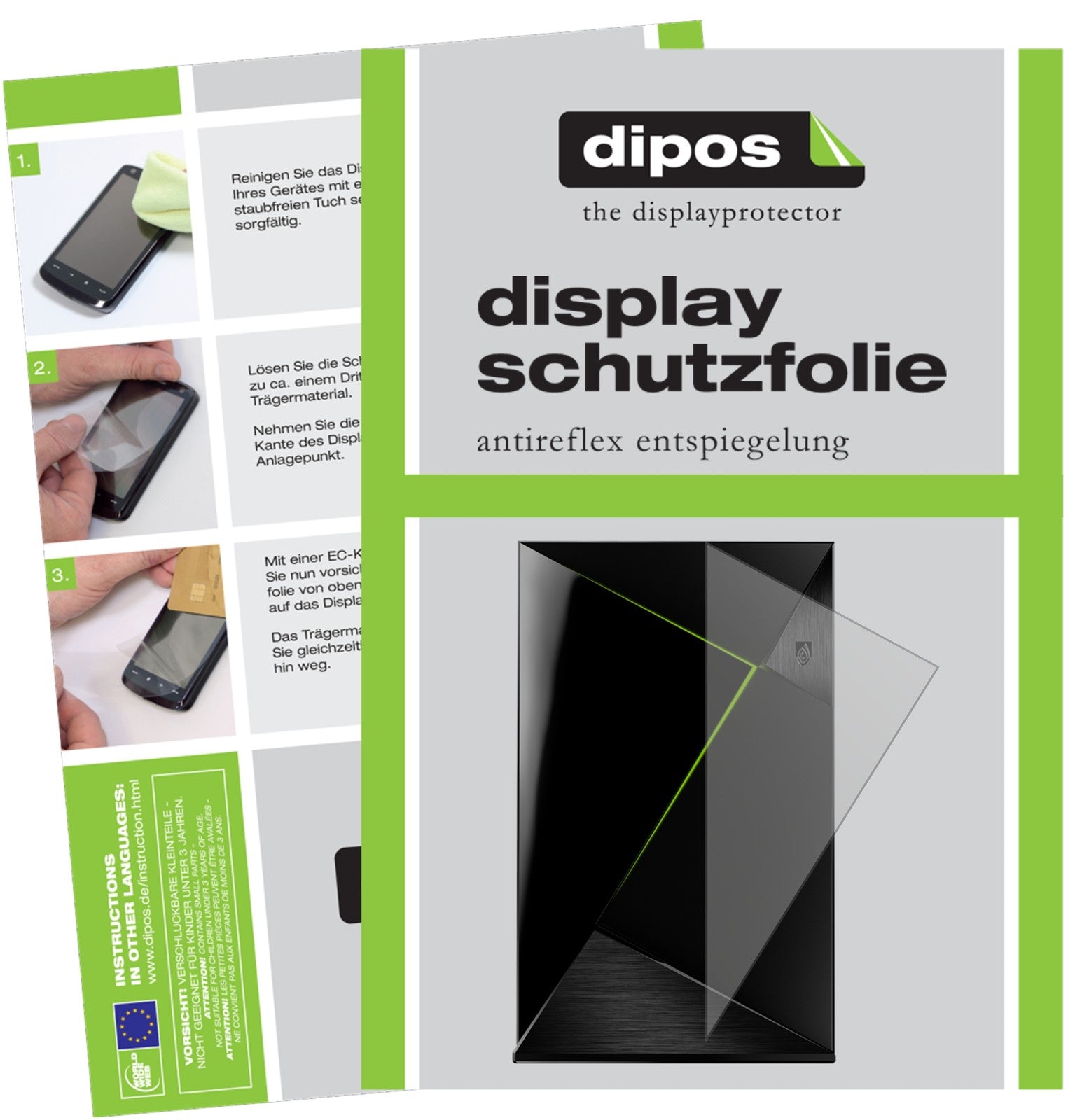 Matte Displayschutzfolie von dipos passend für Nvidia Shield TV, präziser Zuschnitt und blasenfrei montiert