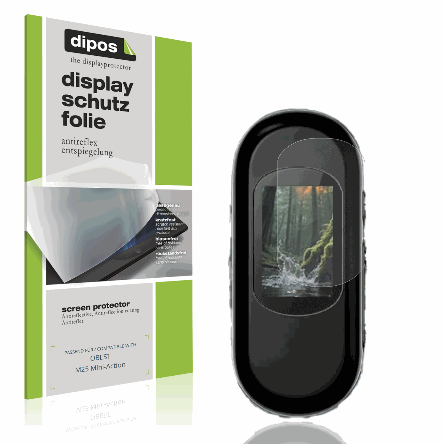 Matte Displayschutzfolie von dipos passend für OBEST M25 Mini-Action, präziser Zuschnitt und blasenfrei montiert
