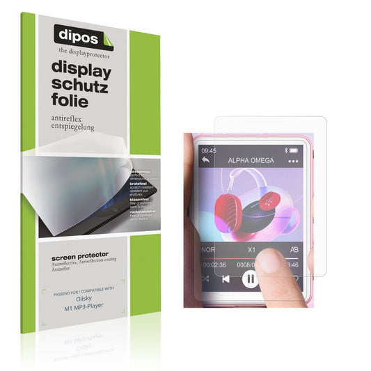 Matte Displayschutzfolie von dipos passend für Oilsky M1 MP3-Player, präziser Zuschnitt und blasenfrei montiert