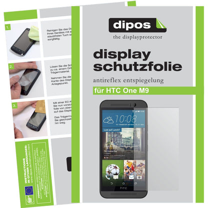 Matte Displayschutzfolie von dipos passend für One M9 HTC, präziser Zuschnitt und blasenfrei montiert